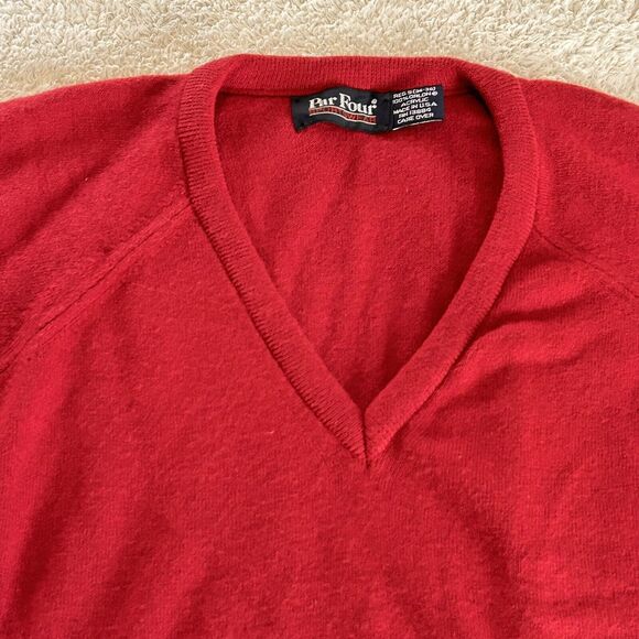 Vintage V-Neck Sweater Small Red Long Sleeve Knit Orlon Acrylic USA Par Four - Picture 5 of 9